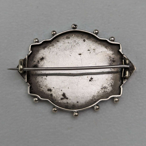 British antique silver flower and bird design brooch