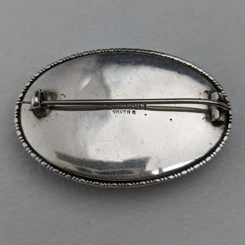 古董荷蘭風景蝴蝶翅膀銀胸針