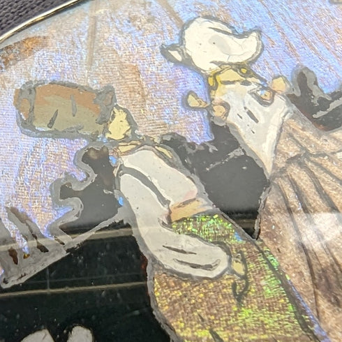 古董荷蘭風景蝴蝶翅膀銀胸針