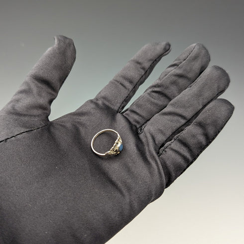 英國復古珠寶青石純銀戒指(9.5 號)戒指