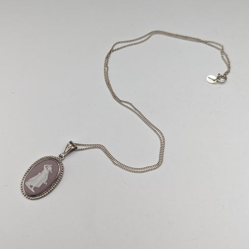 英國復古 Wedgwood 純銀丁香碧玉吊墜項鍊