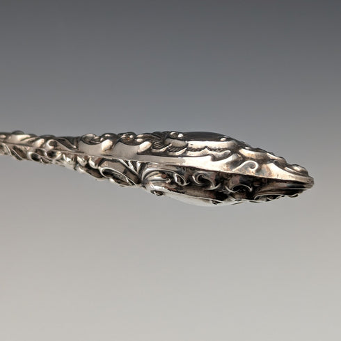 1907年 英国アンティーク 純銀ハンドル 大型ボタンフック 24cm