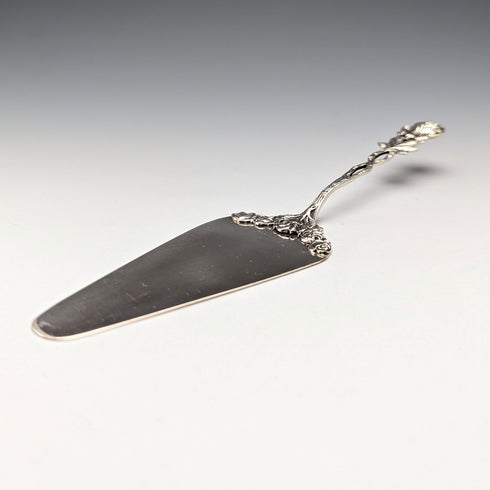 Antique 800 Silver Pastry Server with Rose Sculpture