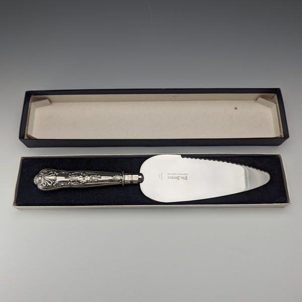 1992 British Vintage Sterling Silver Handle Cake Slicer Boxed Harrison Brothers