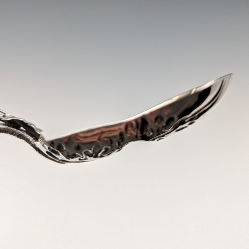 1880 British Antique Sterling Silver Tea Caddy Spoon with Grape Decoration