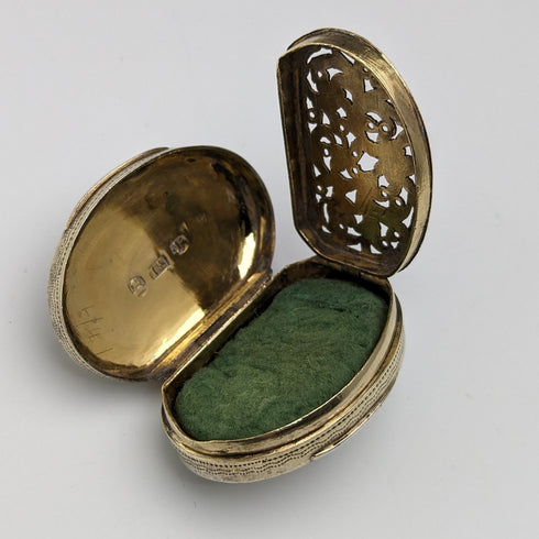 1819年 英国アンティーク 純銀製 ヴィネグレット スポンジ付 John Shaw