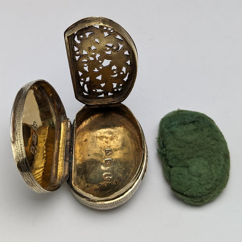 1819年 英国アンティーク 純銀製 ヴィネグレット スポンジ付 John Shaw