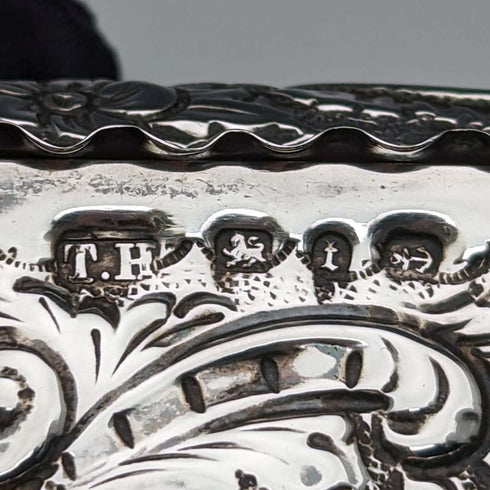 1893 British Antique Sterling Silver Pin Box 51g Thomas Hayes