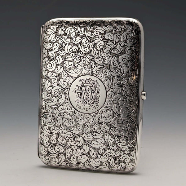1897 British Antique Sterling Silver Double Door Card Case 122g Deakin and Francis