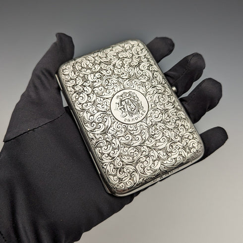 1897年 英国アンティーク 純銀製 両開き型カードケース 122g Deakin and Francis