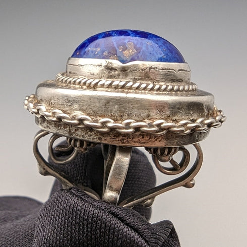 19 世紀末英國古董純銀阿爾伯特鍊 61 克青金石吊墜