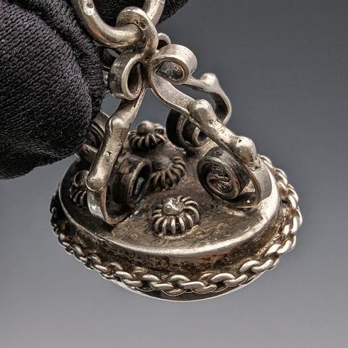 19 世紀末英國古董純銀阿爾伯特鍊 61 克青金石吊墜