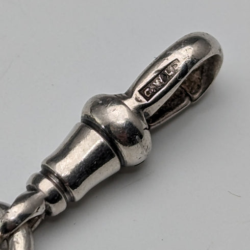 19 世紀末英國古董純銀阿爾伯特鍊 61 克青金石吊墜