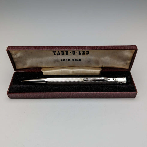 1956 British Yard O' Red Sterling Silver Hexagon Propelled Pencil in Case