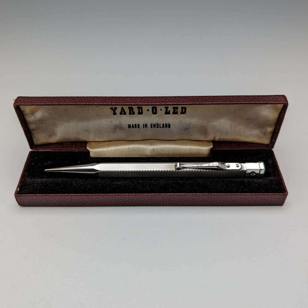 1956 British Yard O' Red Sterling Silver Hexagon Propelled Pencil in Case