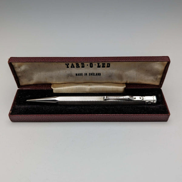 1956 British Yard O' Red Sterling Silver Hexagon Propelled Pencil in Case