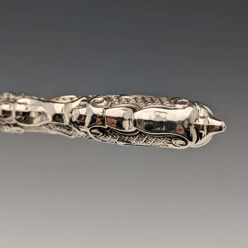 Circa 1860 British Antique Sterling Silver Handle Dessert Cutlery Pair