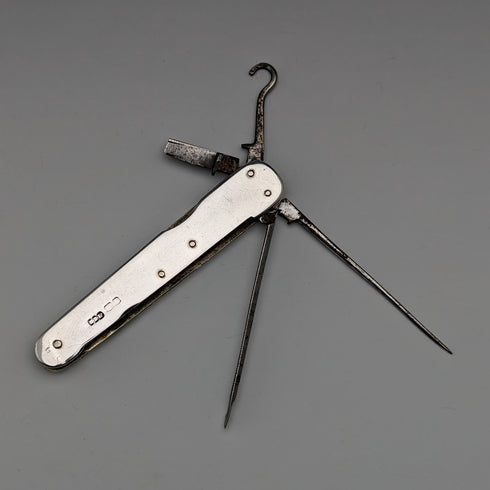 1923 British Vintage Sterling Silver Handle Multi Tool Needham Brothers