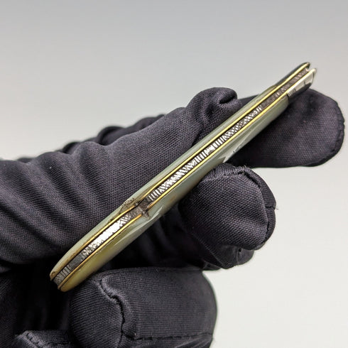 1912年 英国アンティーク 白蝶貝ハンドル 純銀ブレード ペンナイフ William Needham