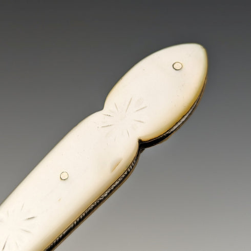 1912 British Antique White Pearl Handle Sterling Silver Blade Penknife William Needham