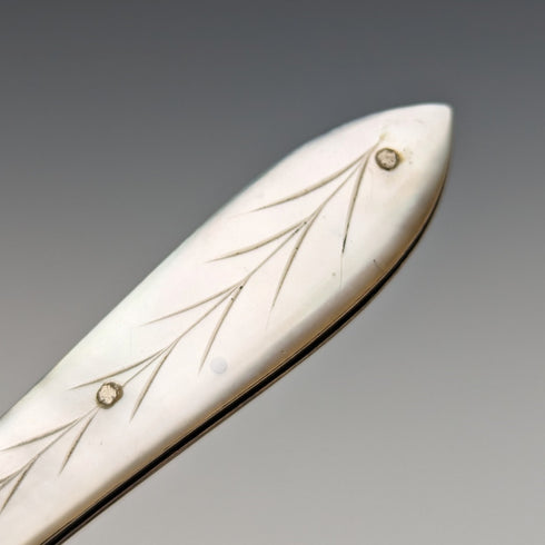 1884年 英国アンティーク 白蝶貝ハンドル 純銀ブレード ペンナイフ Hilliard and Thomason