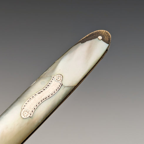 19世紀前半 ジョージアン 英国アンティーク 白蝶貝ハンドル 純銀ブレード ペンナイフ
