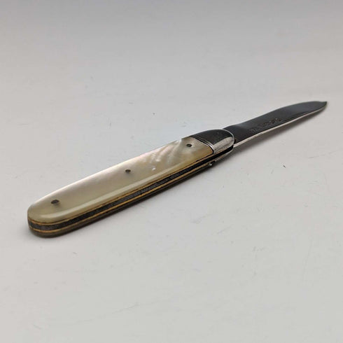 1911 British Antique White Pearl Handle Sterling Silver Blade Penknife Thomas Marples