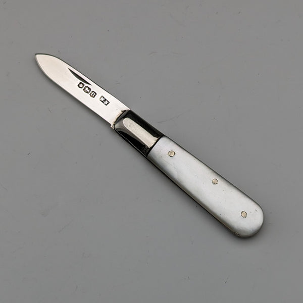 1930 British Vintage White Pearl Handle Sterling Silver Blade Penknife William Needham