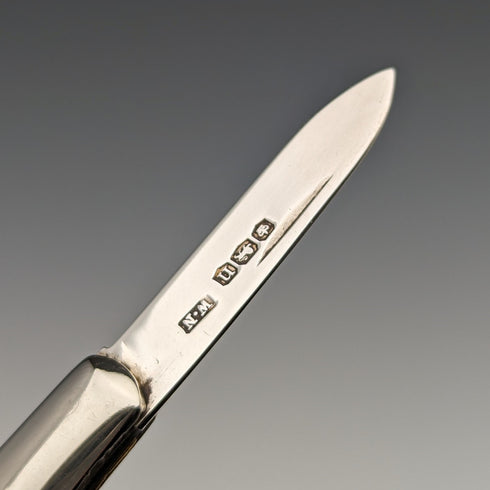 1930年 英国ヴィンテージ 白蝶貝ハンドル 純銀ブレード ペンナイフ William Needham