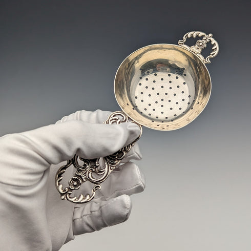 ヴィンテージ 純銀製 ティーストレーナー 透かし彫刻 40g