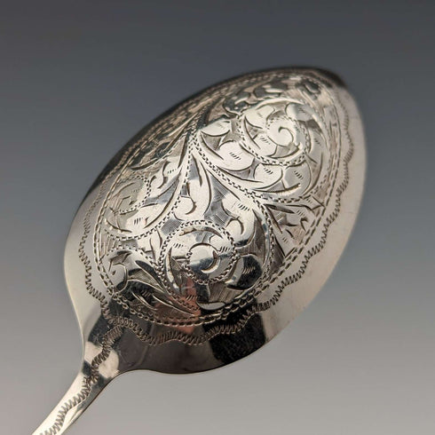 Circa 1900 British Antique Sterling Silver Spoon and Napkin Ring Set 36g in Case Hilliard and Tomason