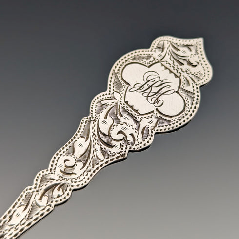 Circa 1900 British Antique Sterling Silver Spoon and Napkin Ring Set 36g in Case Hilliard and Tomason