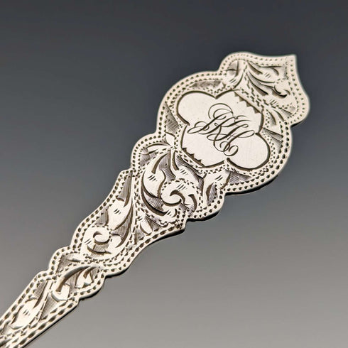 Circa 1900 British Antique Sterling Silver Spoon and Napkin Ring Set 36g in Case Hilliard and Tomason