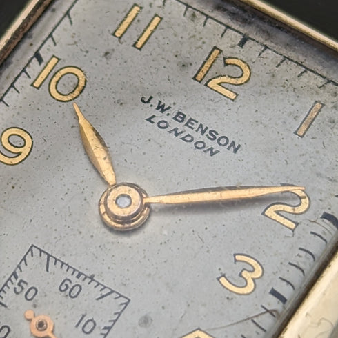 1949 British Vintage Benson K9 solid gold rectan Dennison case mechanical watch in good working order