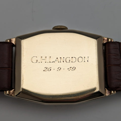 1949 British Vintage Benson K9 solid gold rectan Dennison case mechanical watch in good working order