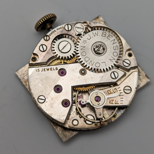 1949 British Vintage Benson K9 solid gold rectan Dennison case mechanical watch in good working order