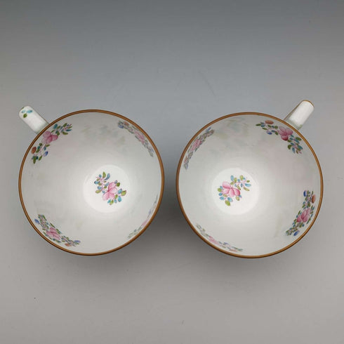 Early 20th Century British Vintage Minton Teacup Trio Pair Cockatrice Green