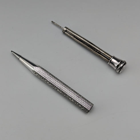 20世紀初頭 アンティーク 花彫刻 835シルバー 推進式シャープペンシル