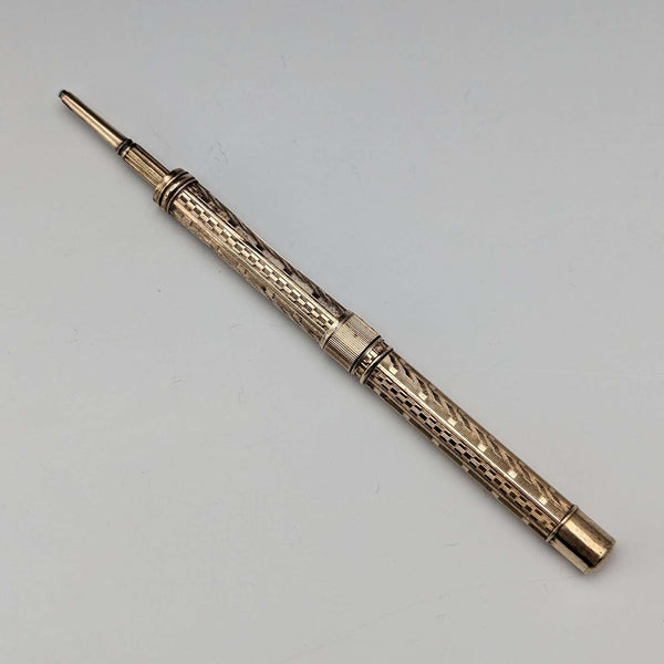 Vintage Gold Filled Pencil & Dip Pen Telescoping 96-121mm