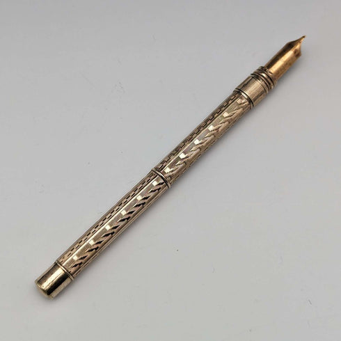 Lápiz y plumilla vintage chapados en oro, telescópicos de 96-121 mm