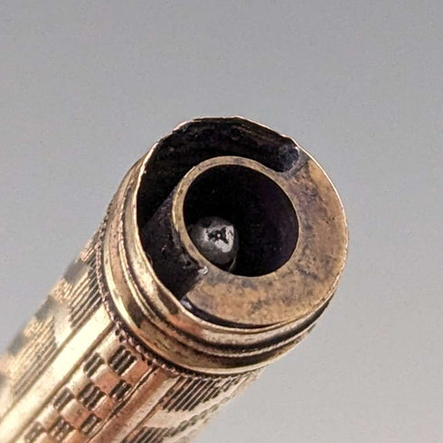 Lápiz y plumilla vintage chapados en oro, telescópicos de 96-121 mm