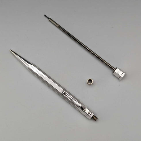 British Vintage Yard O' Red Rolled Silver Hexagon Propelled Pencil in Case