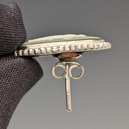 英國復古韋奇伍德純銀和綠色碧玉吊墜和耳環套裝