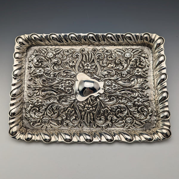 1901 年英國古董純銀浮雕雕刻梳妝台托盤 297 克 George Nathan 和 Ridley Hayes