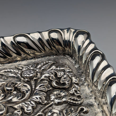 1901 年英國古董純銀浮雕雕刻梳妝台托盤 297 克 George Nathan 和 Ridley Hayes