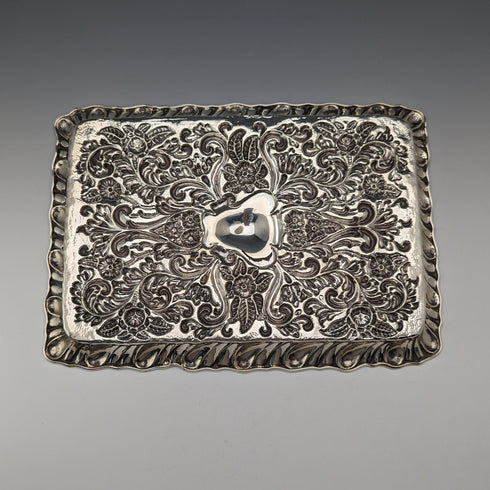 1901 年英國古董純銀浮雕雕刻梳妝台托盤 297 克 George Nathan 和 Ridley Hayes