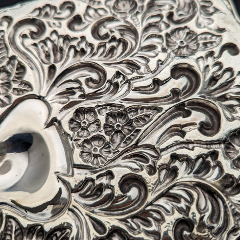 1901 年英國古董純銀浮雕雕刻梳妝台托盤 297 克 George Nathan 和 Ridley Hayes