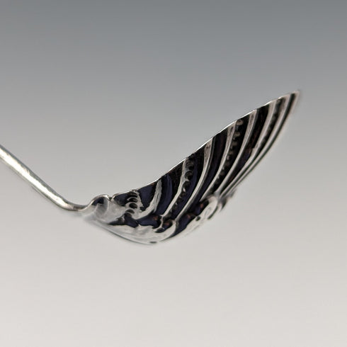 Circa 1890 Swiss antique sterling silver tea caddy spoon with shell and angel decoration