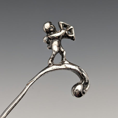 Circa 1890 Swiss antique sterling silver tea caddy spoon with shell and angel decoration