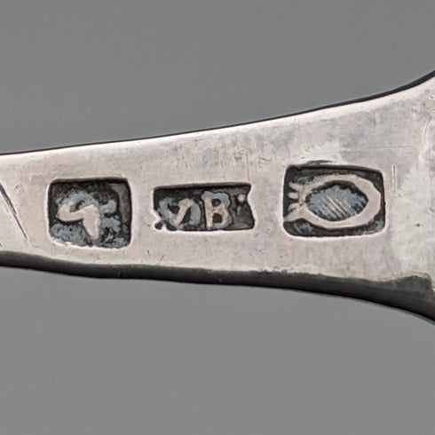 Circa 1890 Swiss antique sterling silver tea caddy spoon with shell and angel decoration